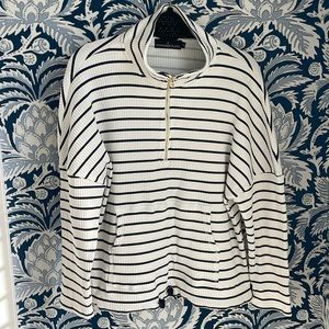 Tuckernuck/Pomander Place white and navy stripe pullover.  Size M